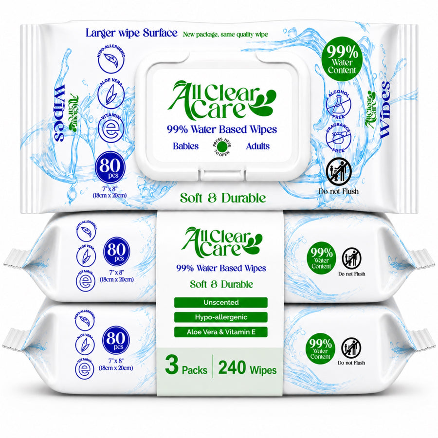 All Clear Care Baby Wipes (3PK), Unscented 99% Water for Sensitive Skin