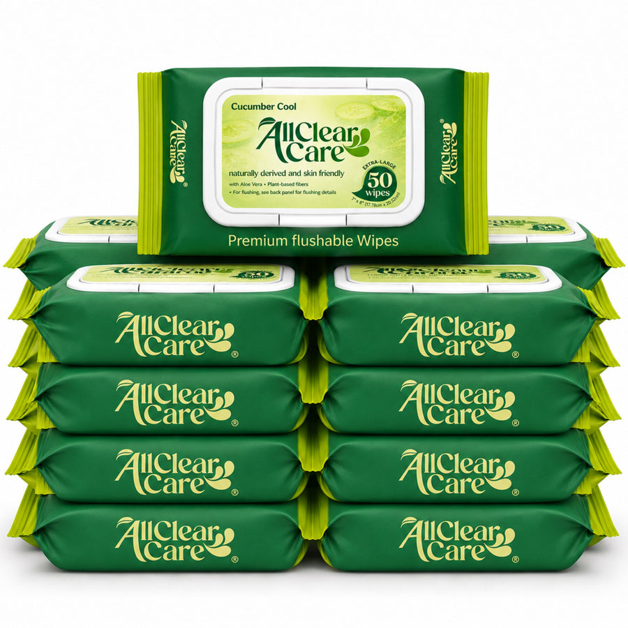 All Clear Care Flushable Wipes, Aloe, Cucumber and Chamomile, 900 count (18 pack)